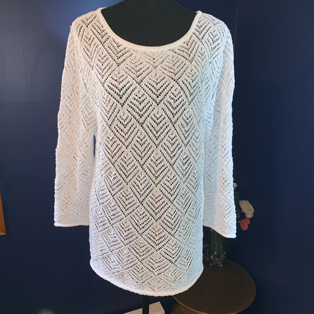 NWT Evan Picone chevron knit summer ls top XL
